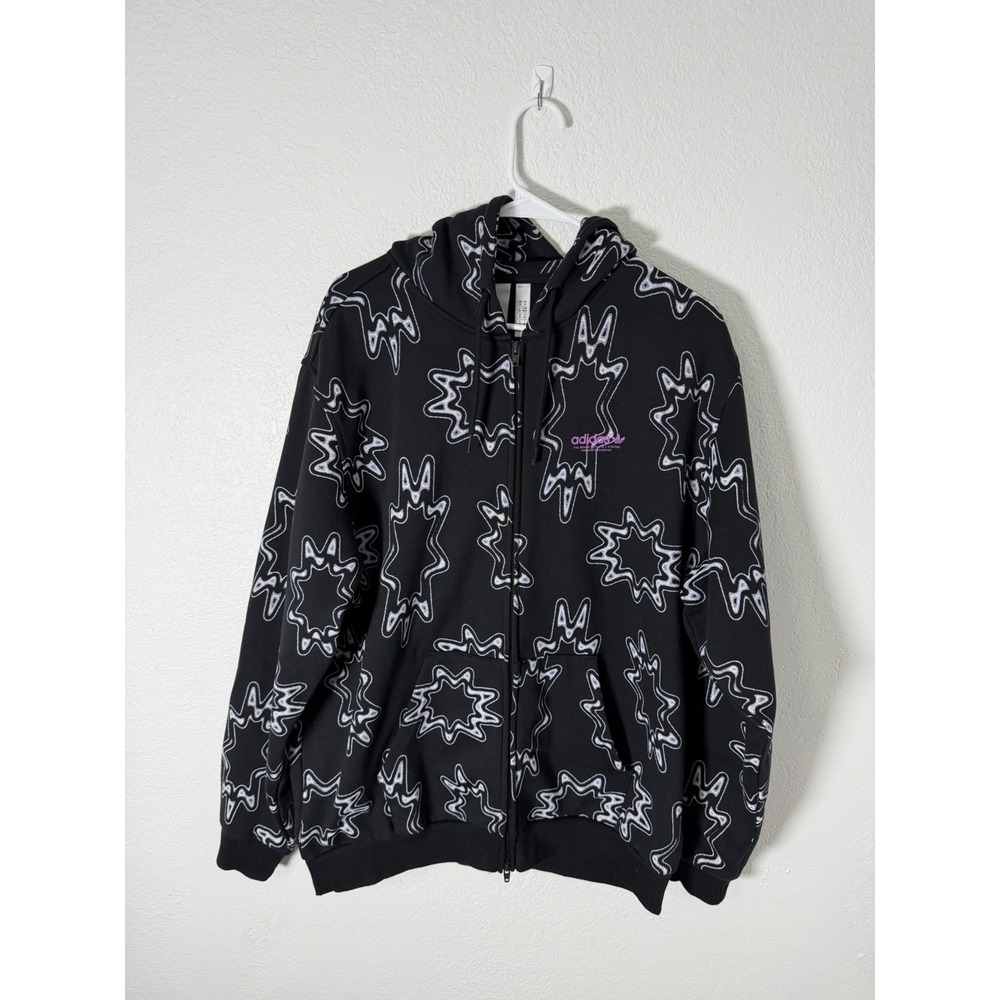 Adidas ASTARRY AOP HD Size L Black Zip Up Sweatshirt Men's Skateboarding
